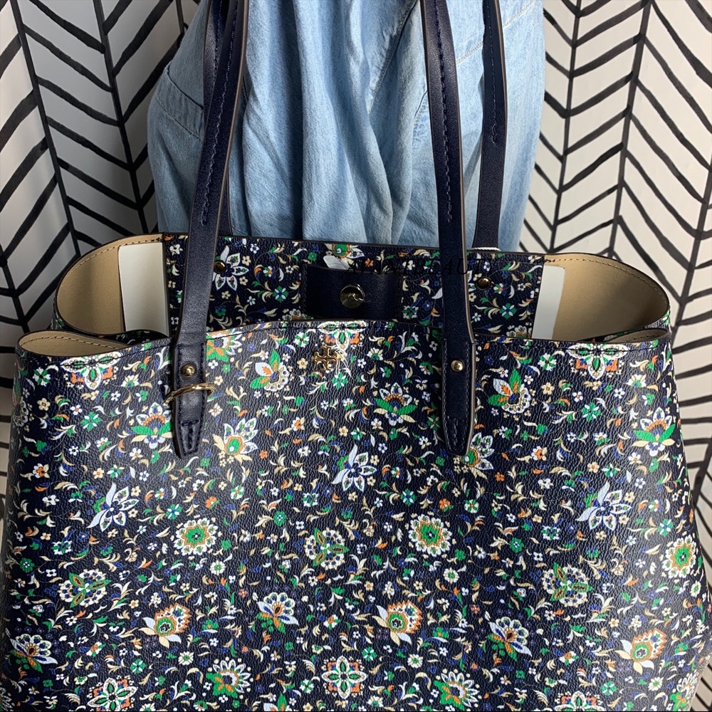 Tory Burch kerrington soleil floral blue large bag - Picture 3 of 15